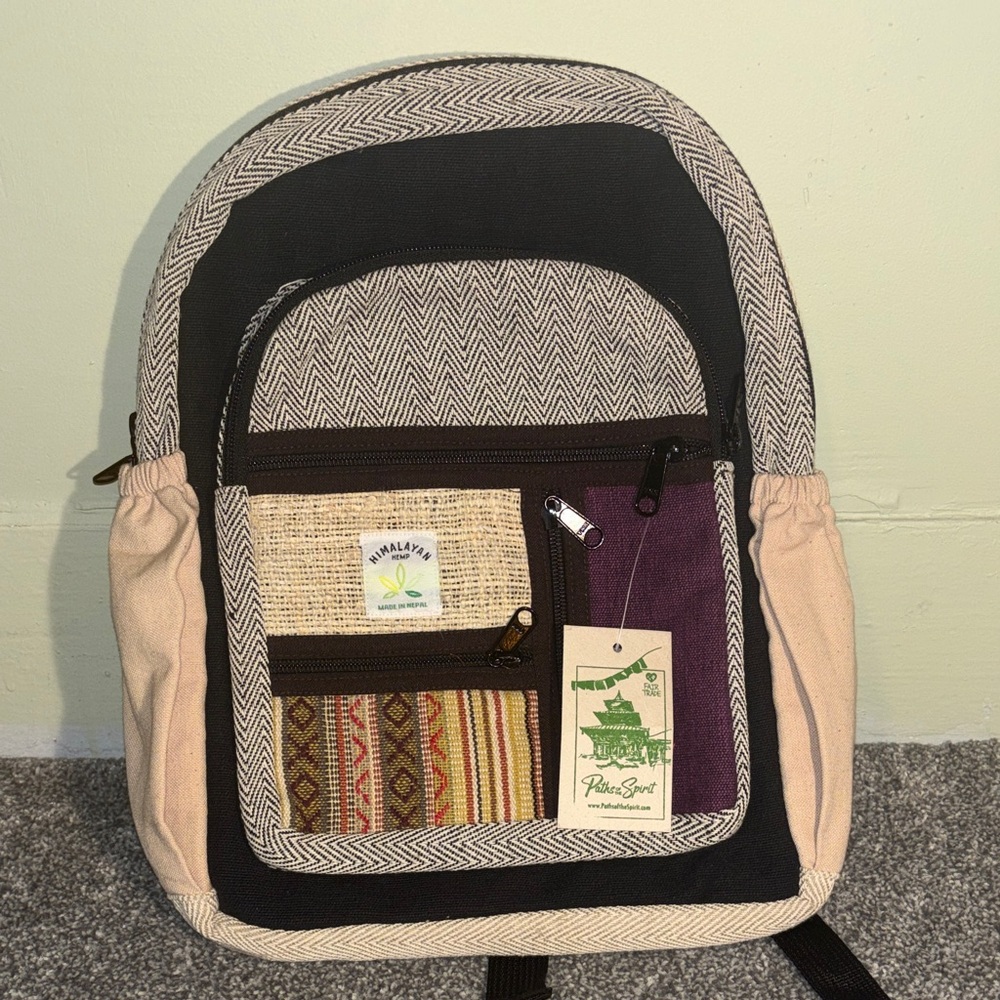 Himalayan hemp Handwoven Black & Purple Casual unisex Backpack